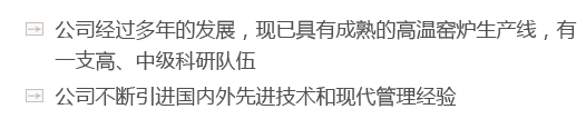 公司经过多年的发展，现已具有成熟的高温窑炉生产线，有一支高、中级科研队伍